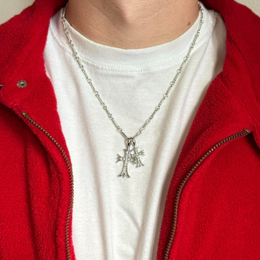 Vintage Y2K Style Double Cross Silver Necklace